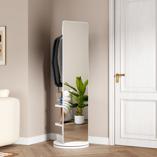 Full-length 360-degree mirror with rubberwood frame by Anthony & Home, showcasing a modern design in a well-lit room.