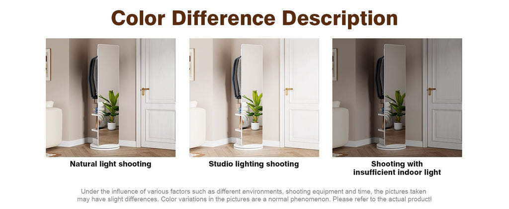 Full-length 360-degree mirror with rubberwood frame by Anthony & Home, showcasing a sleek, modern design.