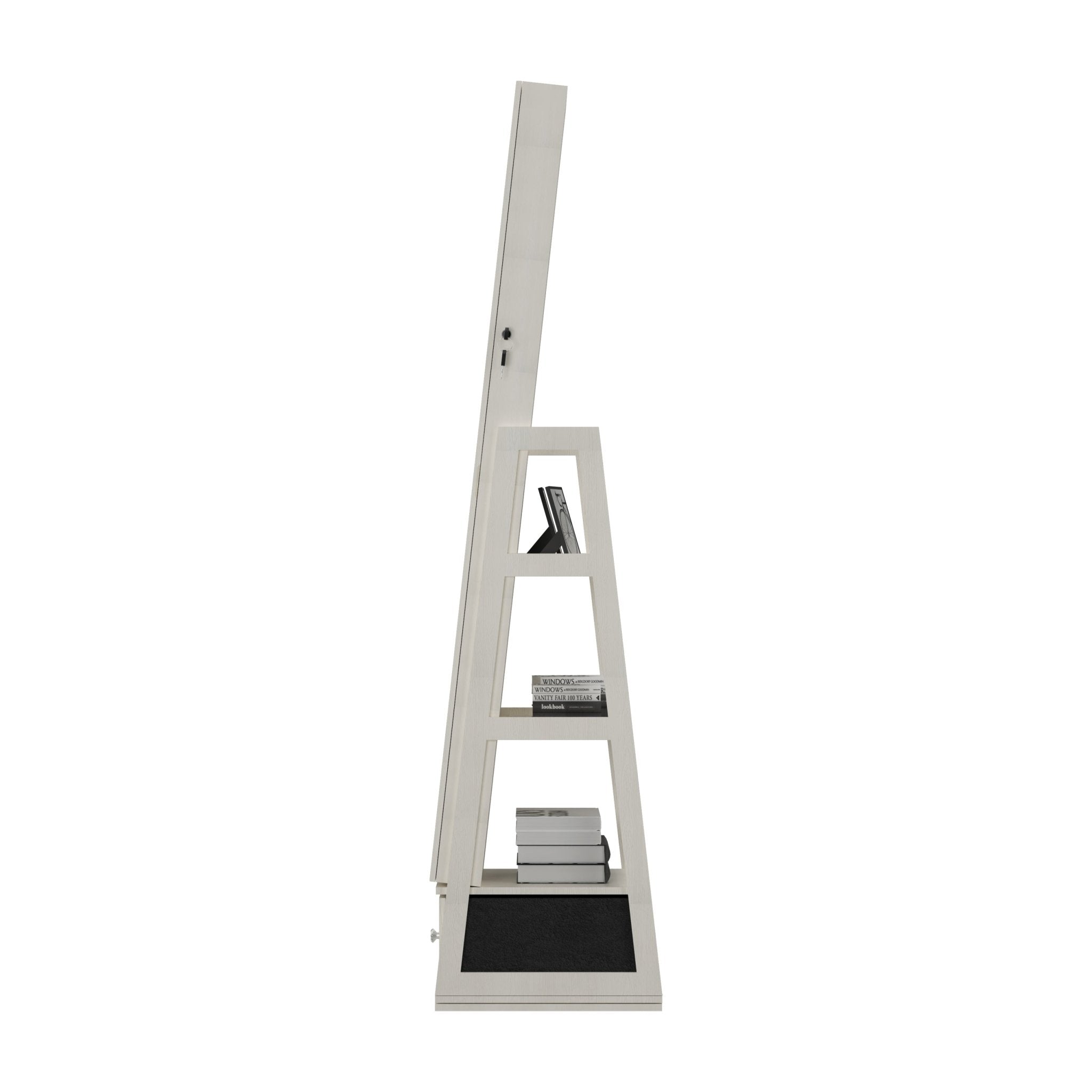 Anthony & Home 360-degree swivel jewelry cabinet with full-length mirror, featuring organized compartments and sleek design.