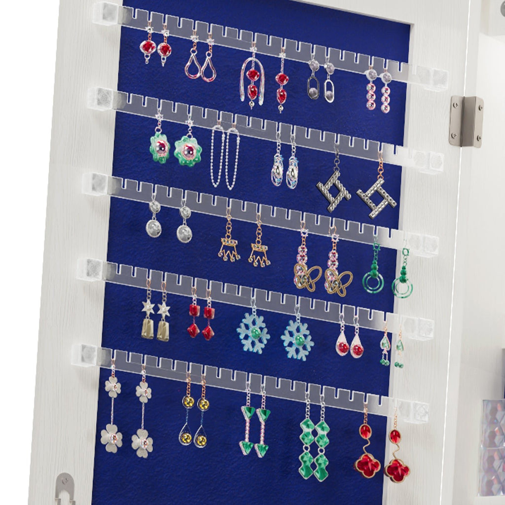 Anthony & Home 360-degree swivel jewelry cabinet with full-length mirror, showcasing organized jewelry storage and elegant design.