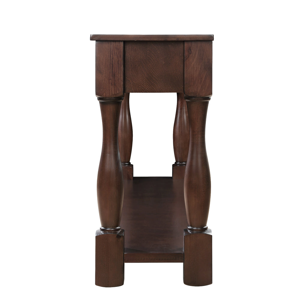 Light espresso wood console table with 3 drawers, 63-inch Anthony & Home Signature Collection entryway furniture.