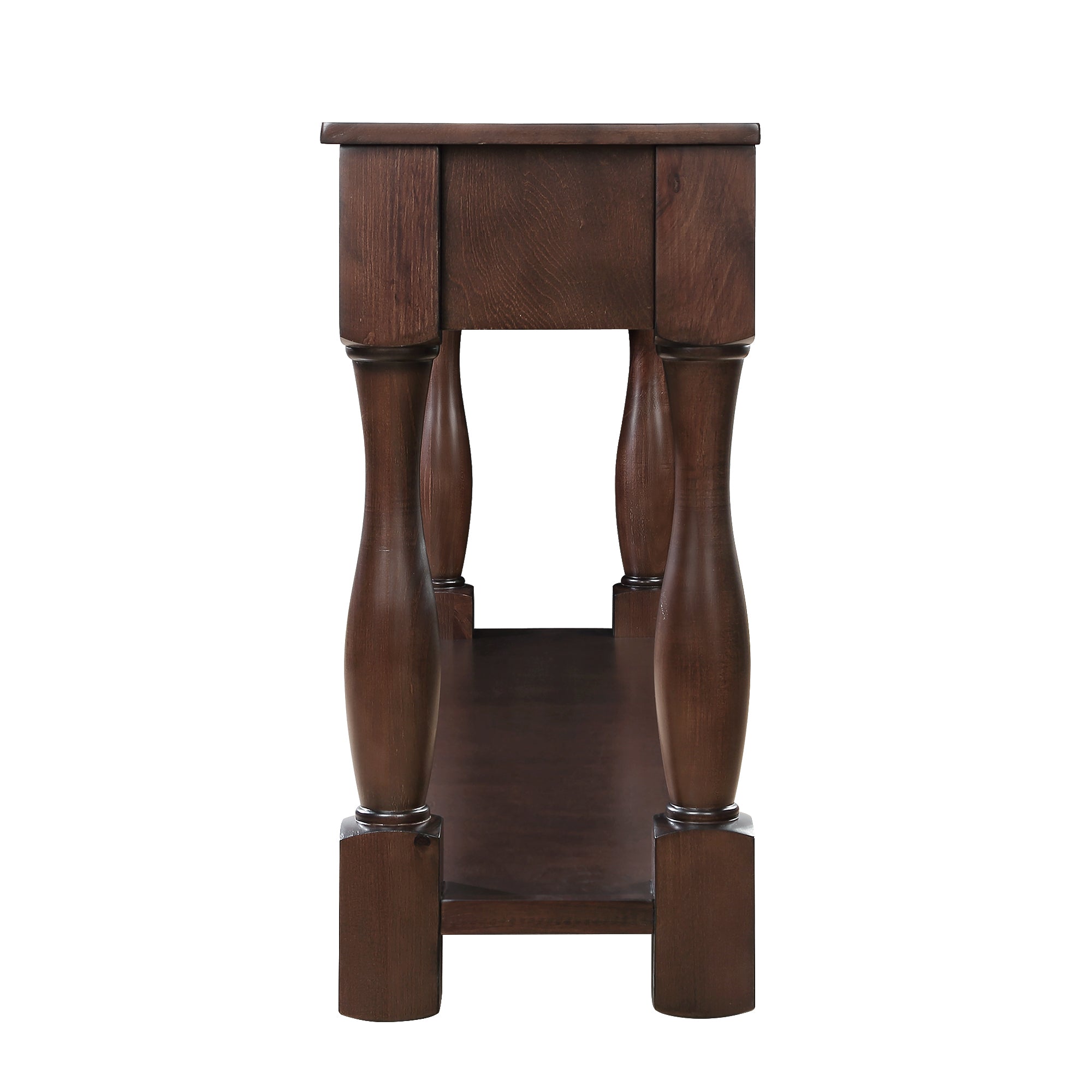 Light espresso wood console table with 3 drawers, 63-inch Anthony & Home Signature Collection entryway furniture.
