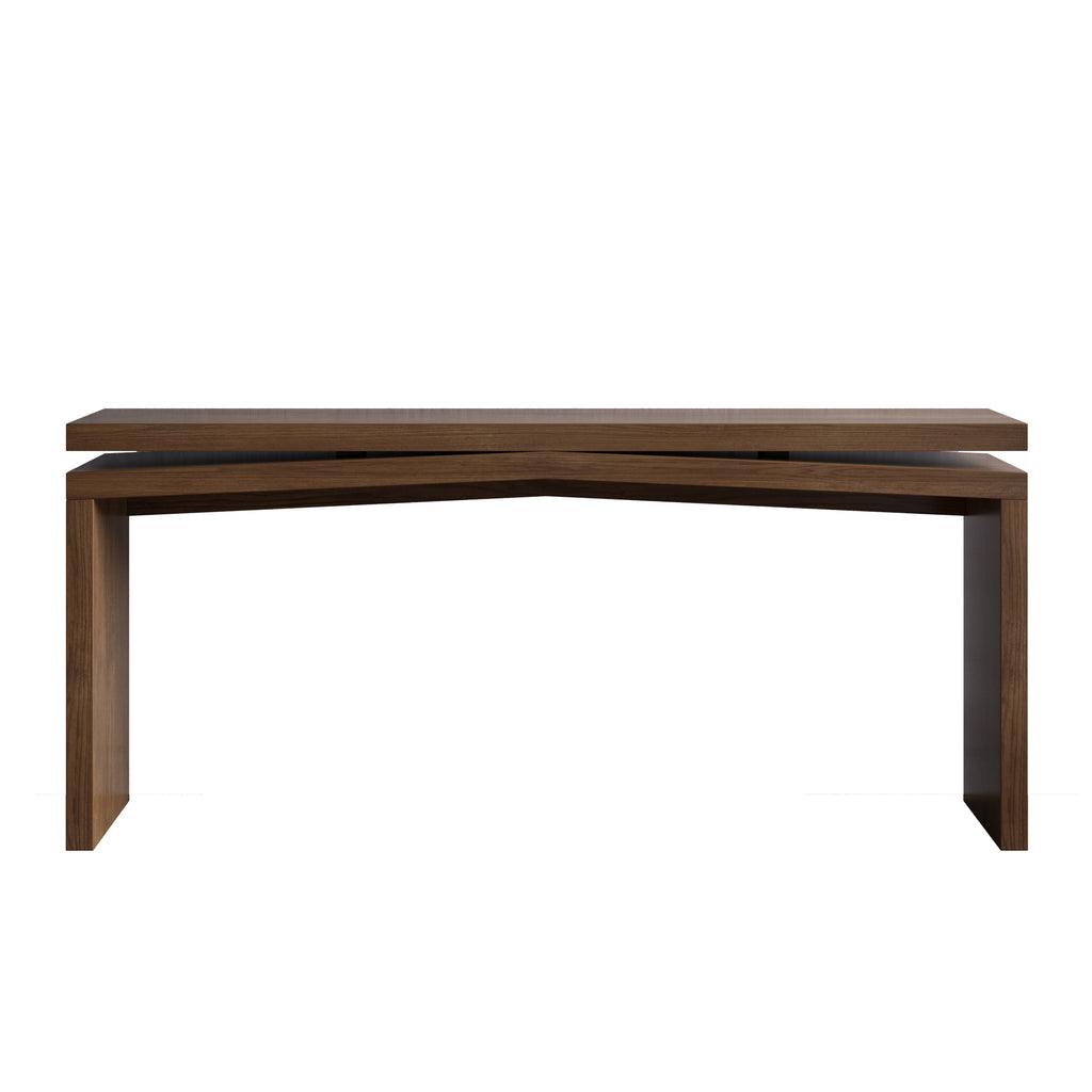 Anthony & Home 65-inch rustic brown solid wood veneer console table with sleek design and antique finish for entryway decor