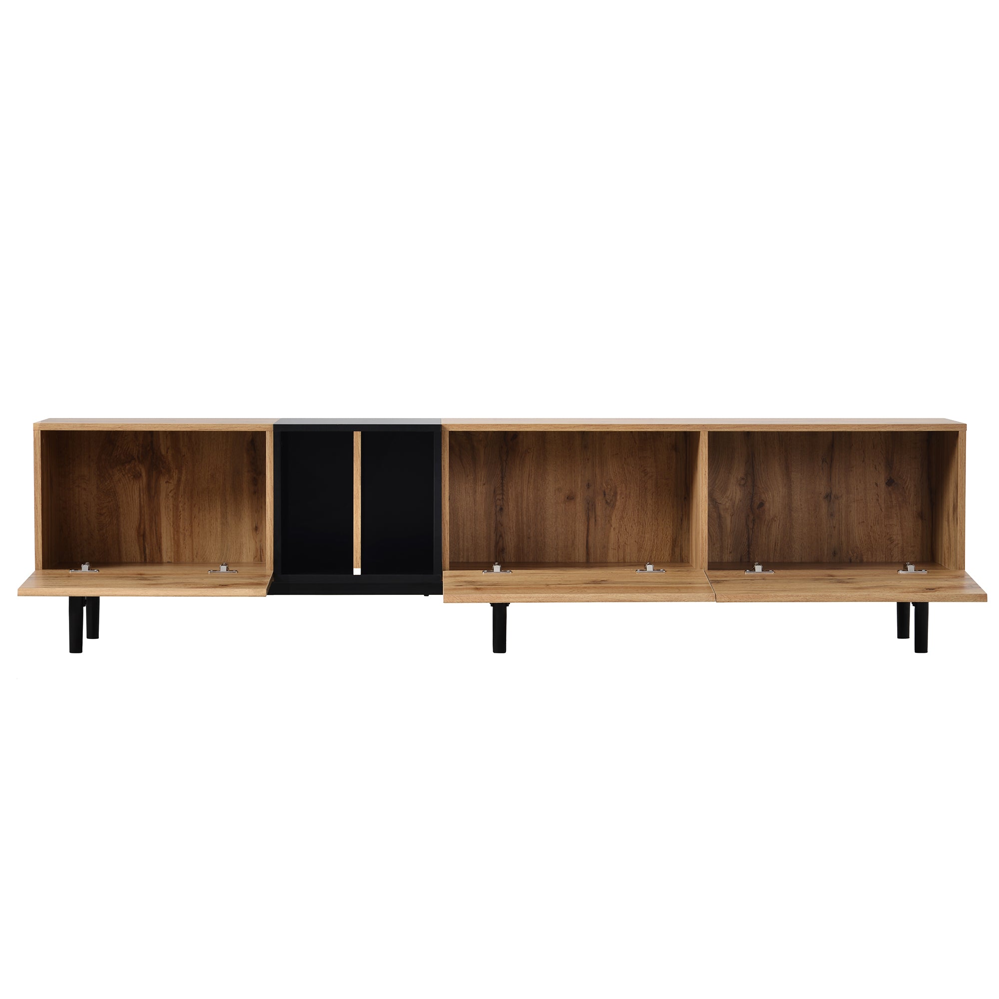 Anthony & Home 80-inch natural wood finish TV stand with hidden storage and MDF media console from the Atelier Collection
