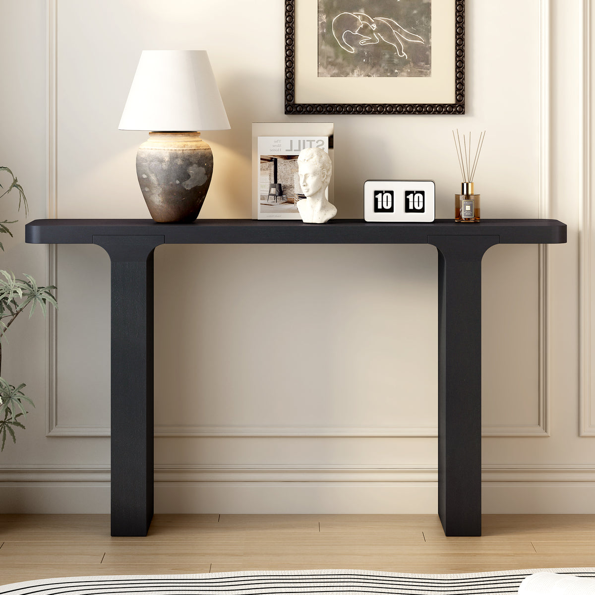 Acacia veneer console table by Anthony & Home featuring a sleek, modern design with smooth wooden surface and sturdy legs.