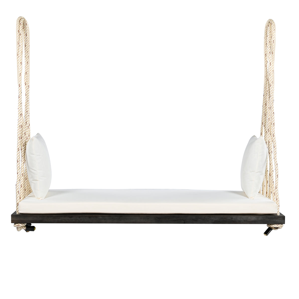 Anthony & Home acacia wood patio swing chair with cushioned seat and backrest, perfect for outdoor relaxation.