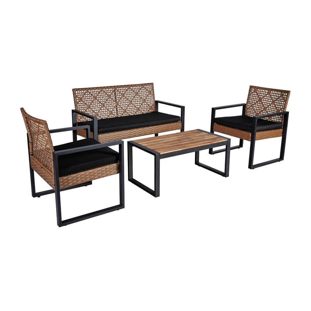Acacia Wood Studio outdoor 4-piece patio set with table and chairs by Anthony & Home, featuring natural wood finish and sturdy design.