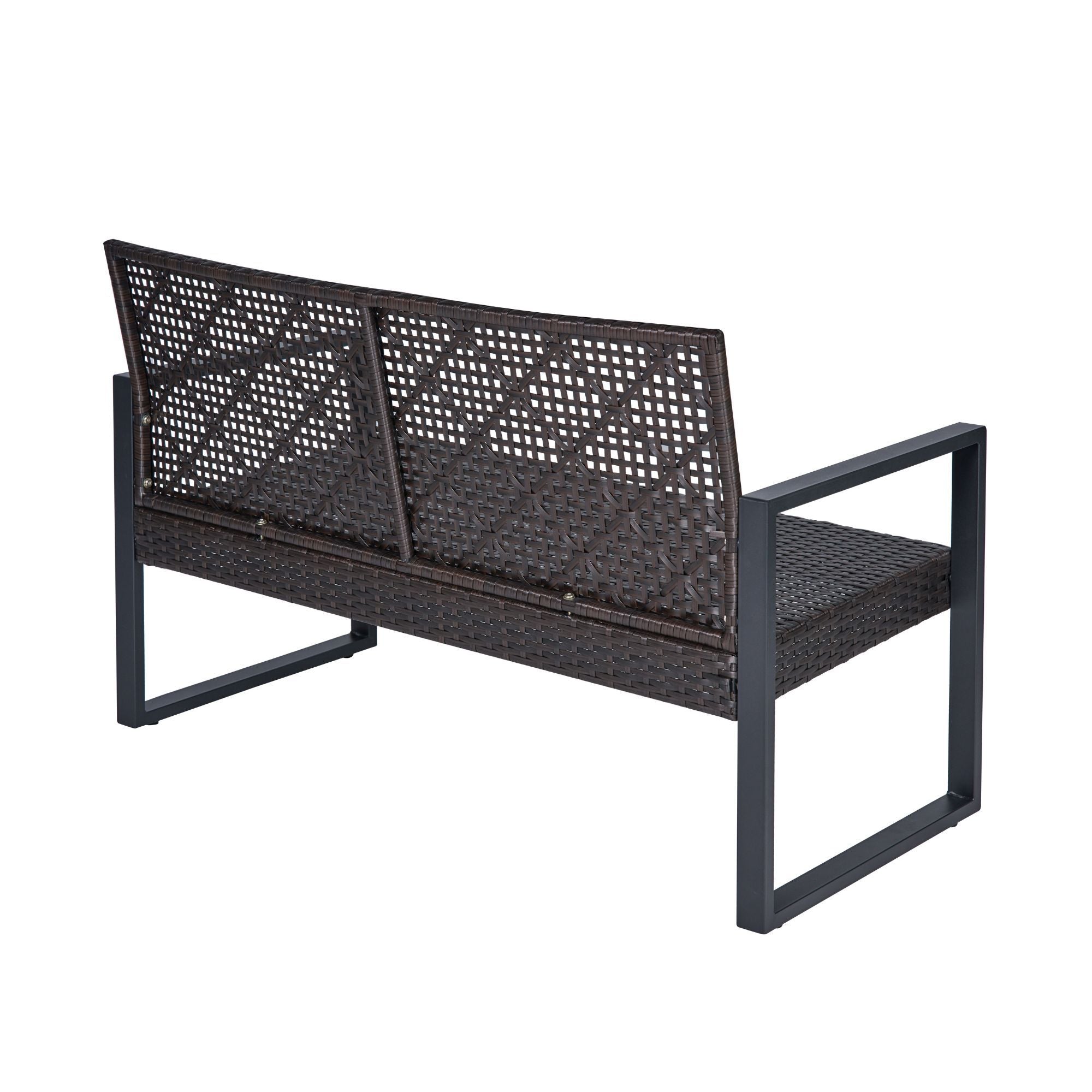 Anthony & Home acacia wood patio set with wicker frame and beige cushions, outdoor furniture collection, four-piece outdoor dining set