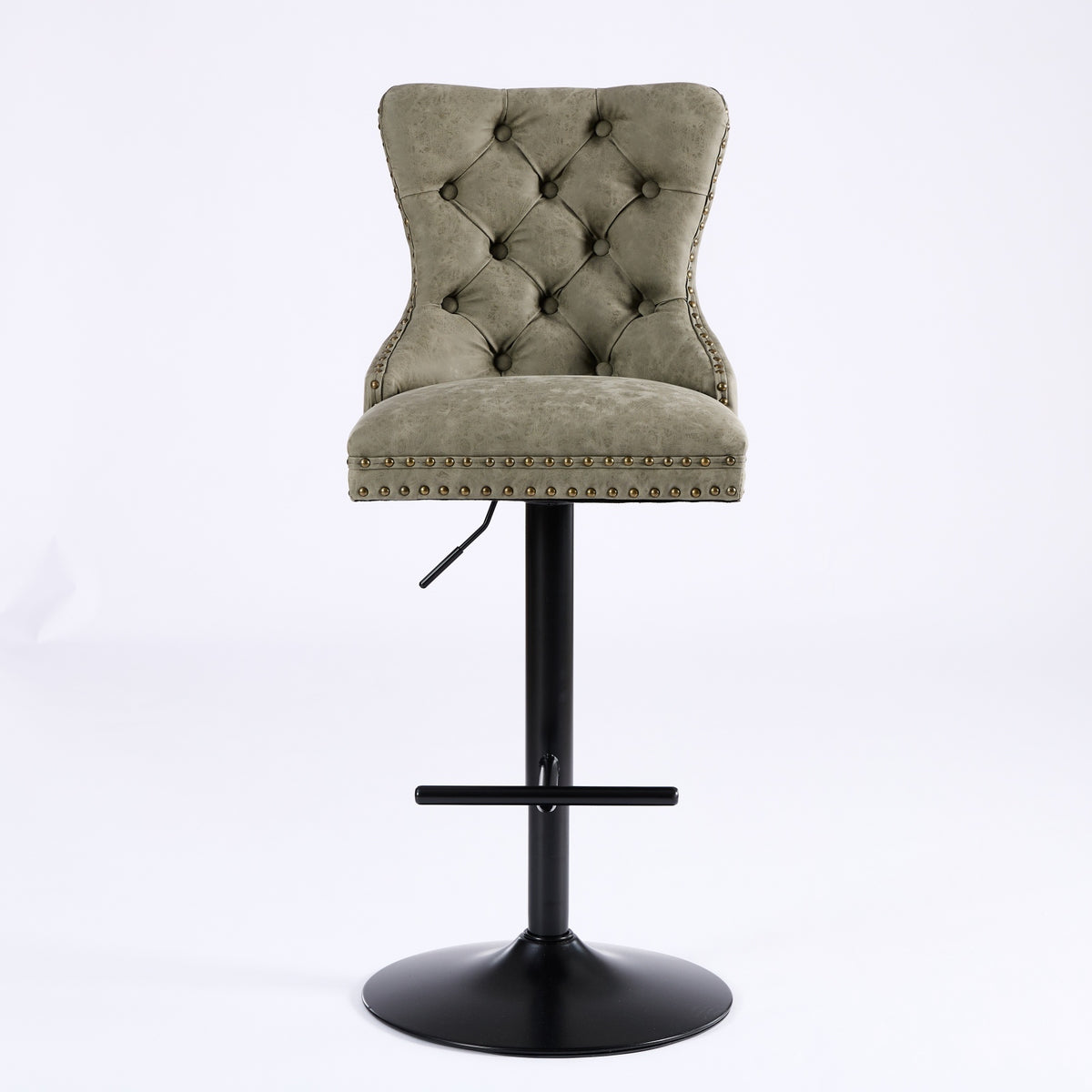 Aged retro-style PU leather bar stools by Anthony & Home, set of 2, featuring vintage design and wooden legs.