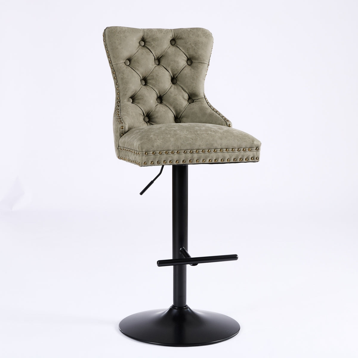 Aged retro-style PU leather bar stools from Anthony & Home set of two with metal legs and vintage design.