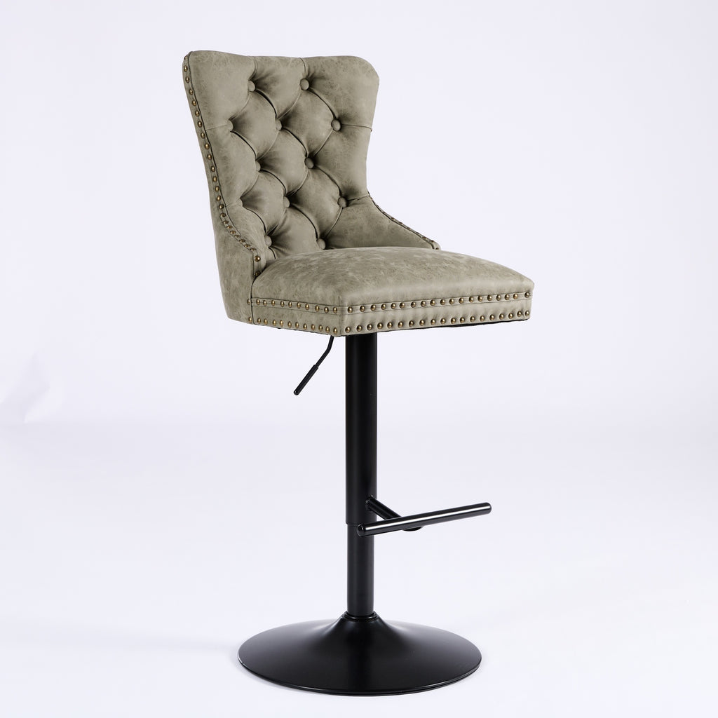 Pair of aged retro PU leather bar stools from Anthony & Home, set of 2, featuring vintage-style seats and sturdy metal bases.