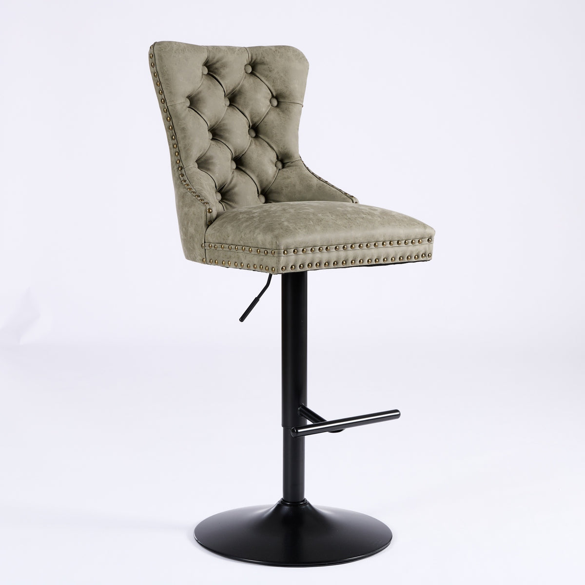 Pair of aged retro PU leather bar stools from Anthony & Home, set of 2, featuring vintage-style seats and sturdy metal bases.