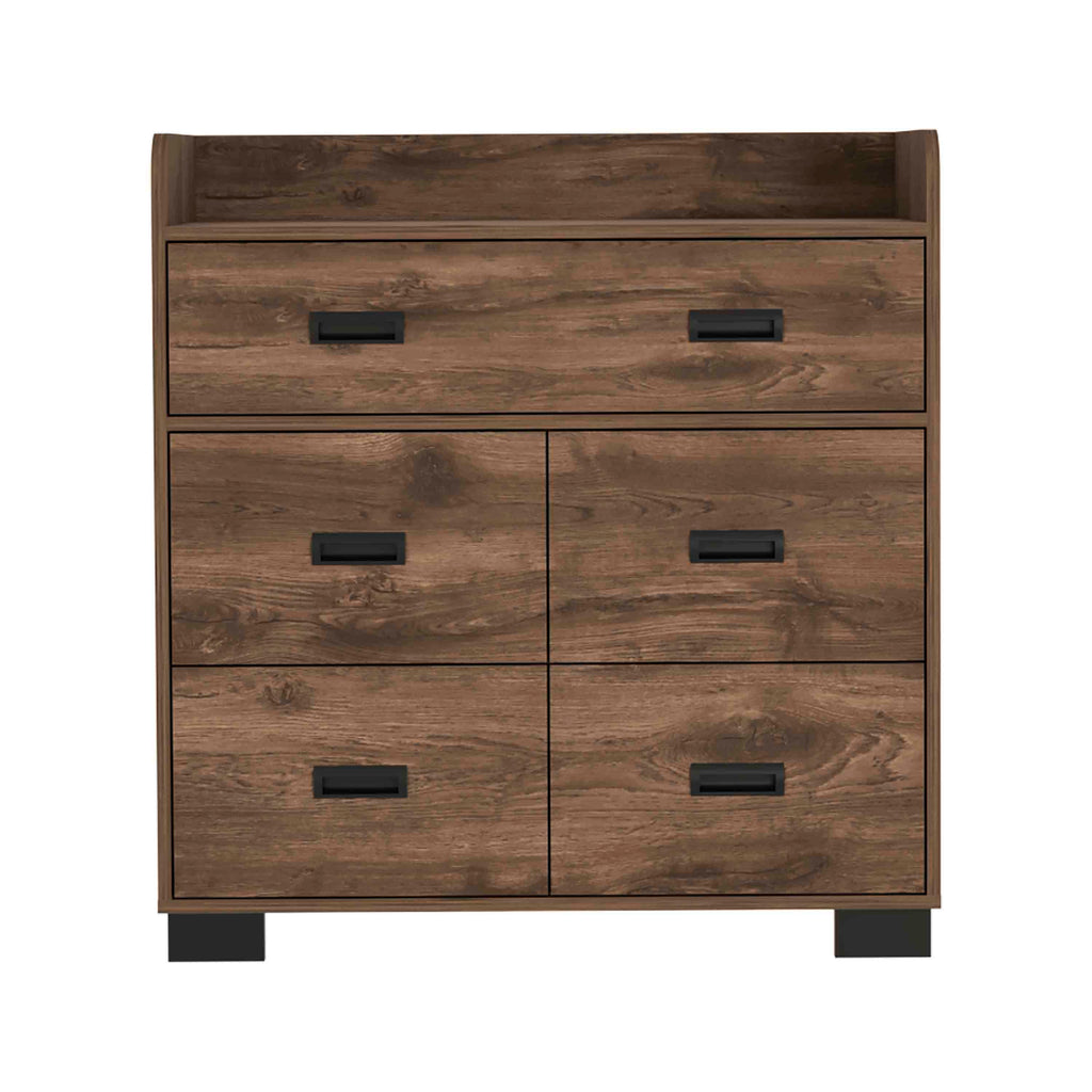 Dark brown Alyn dresser with four drawers from Anthony & Home's Modern Boutique Collection, showcasing sleek, quiet luxury design.