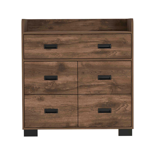 Dark brown Alyn Dresser by Anthony & Home with four drawers, modern design, part of the Boutique Collection, quiet luxury style.