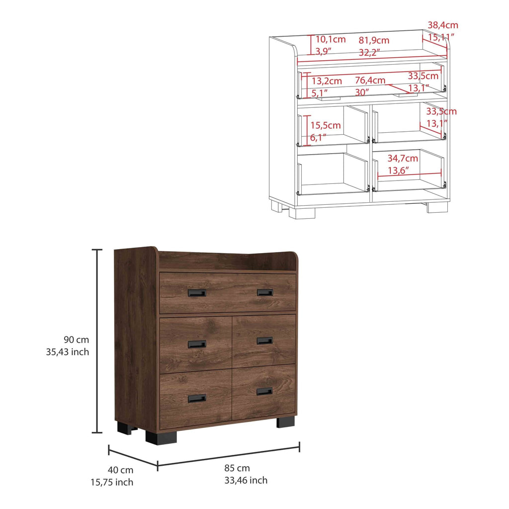 Dark brown Alyn dresser with four drawers from Anthony & Home's Modern Boutique collection, showcasing sleek, quiet luxury.