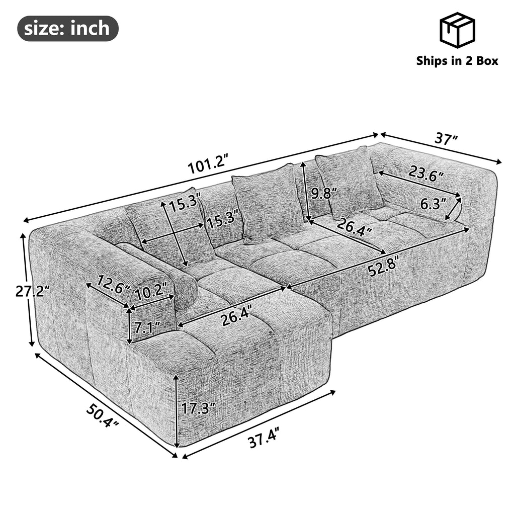Anthony & Home American Design Collection signature chenille modular sectional sofa with deep seating, showcasing plush fabric and spacious layout.