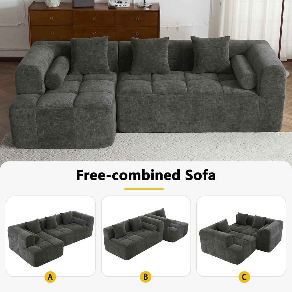 American Design Collection Anthony & Home Signature Chenille Modular Sectional Sofa with deep seating, featuring plush cushions and modern style.