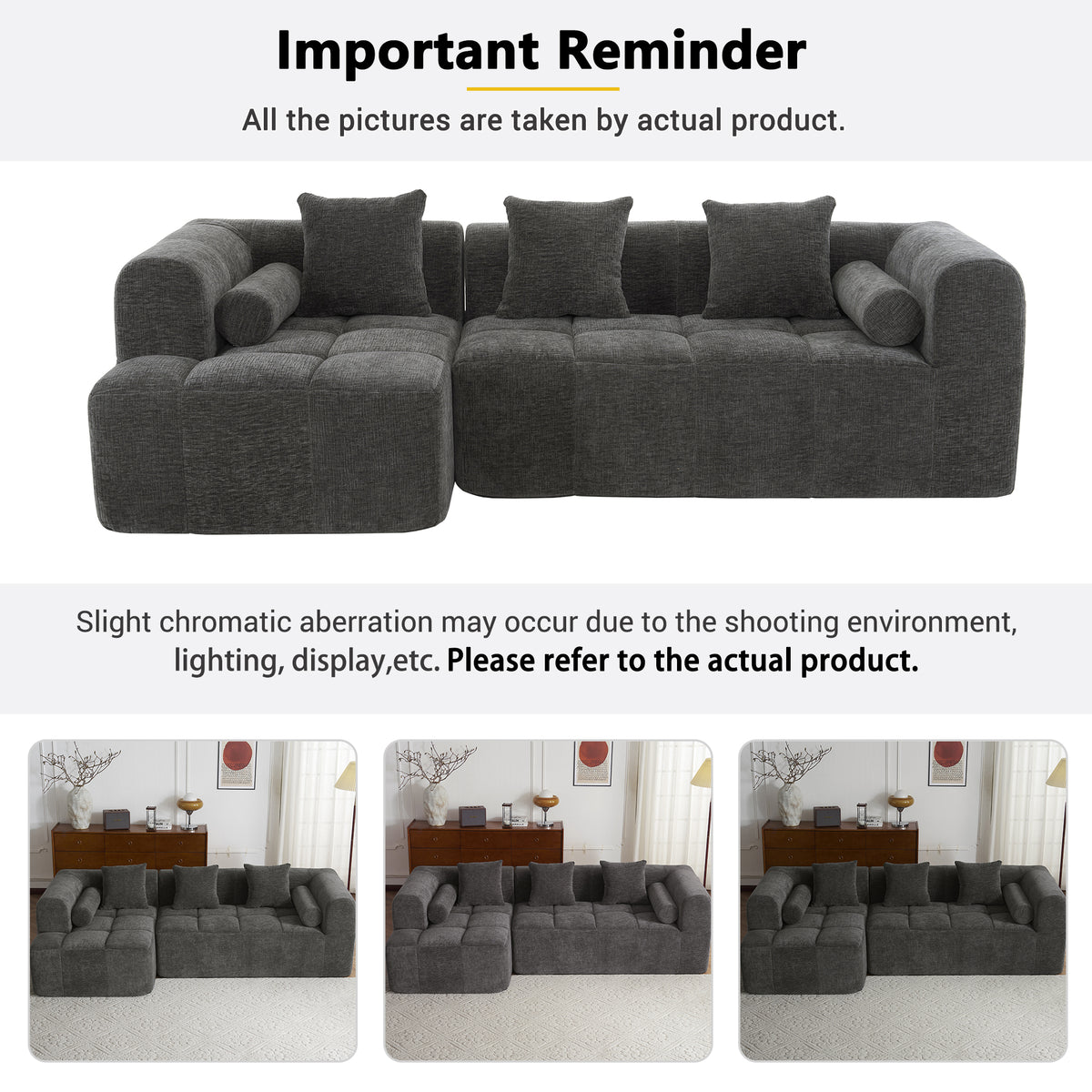 American Design Collection Anthony & Home signature chenille modular sectional sofa with deep seating, showcasing plush, comfortable furniture.