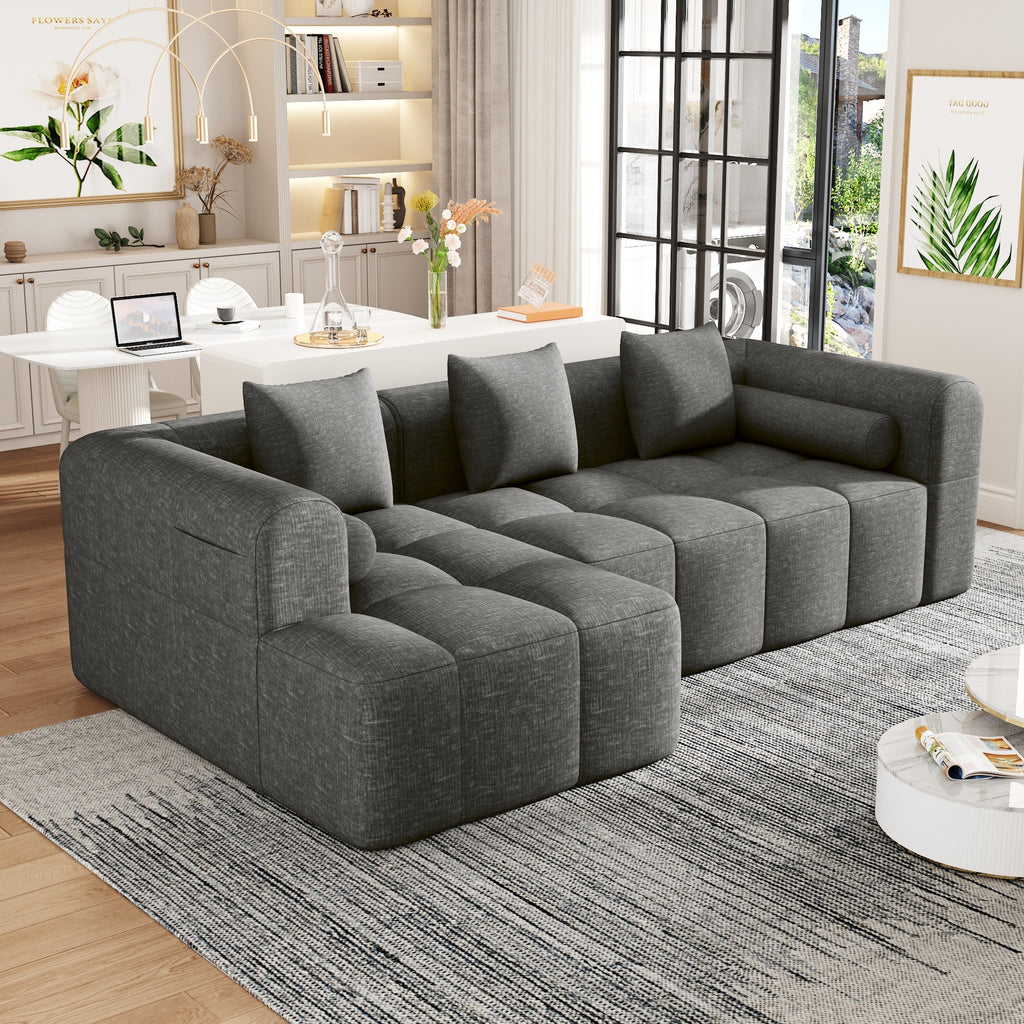 Anthony & Home American Design Collection Signature Chenille Modular Sectional Sofa with deep seating in a stylish living room setting.