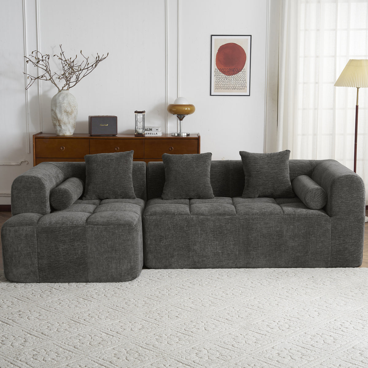American Design Collection Signature Chenille Modular Sectional Sofa by Anthony & Home with deep seating and plush upholstery.