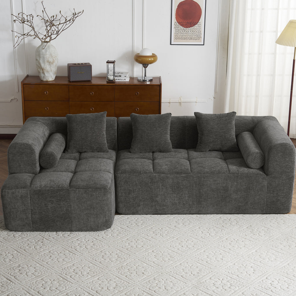 American Design Collection Anthony & Home signature chenille modular sectional sofa with deep seating, shown in a modern living room.
