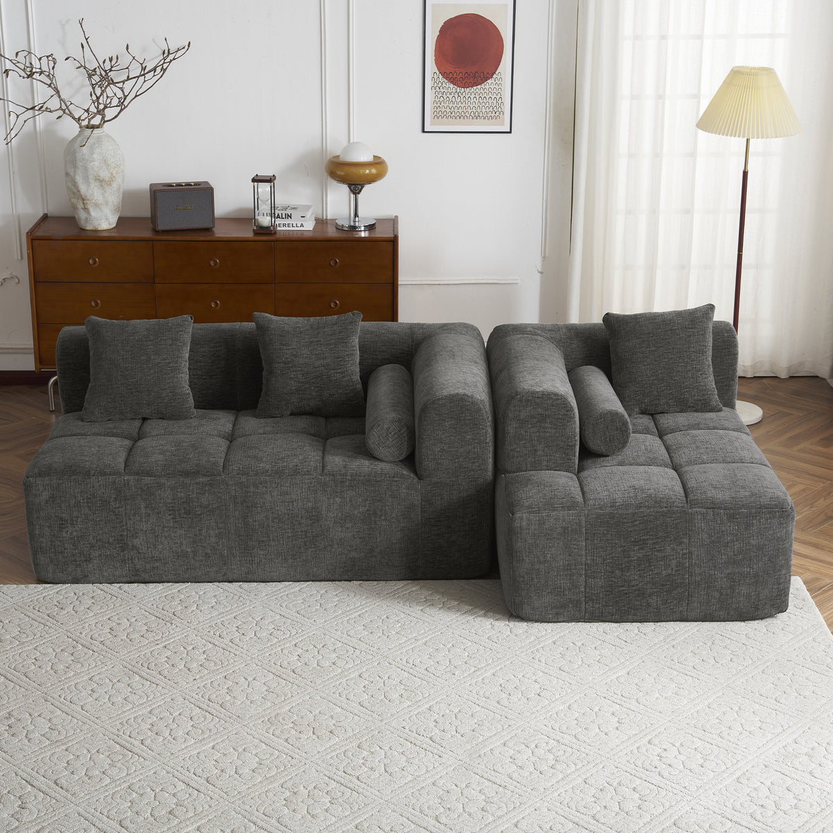 Anthony & Home American Design Collection Signature Chenille Modular Sectional Sofa with deep seating, soft textured upholstery.