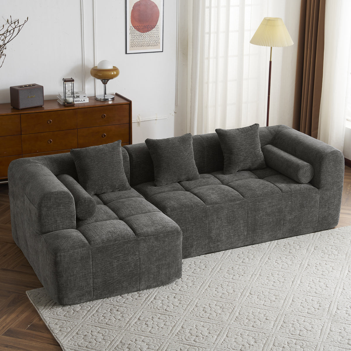 American Design Collection Anthony & Home signature chenille sectional sofa with deep seating, modular design and plush upholstery.