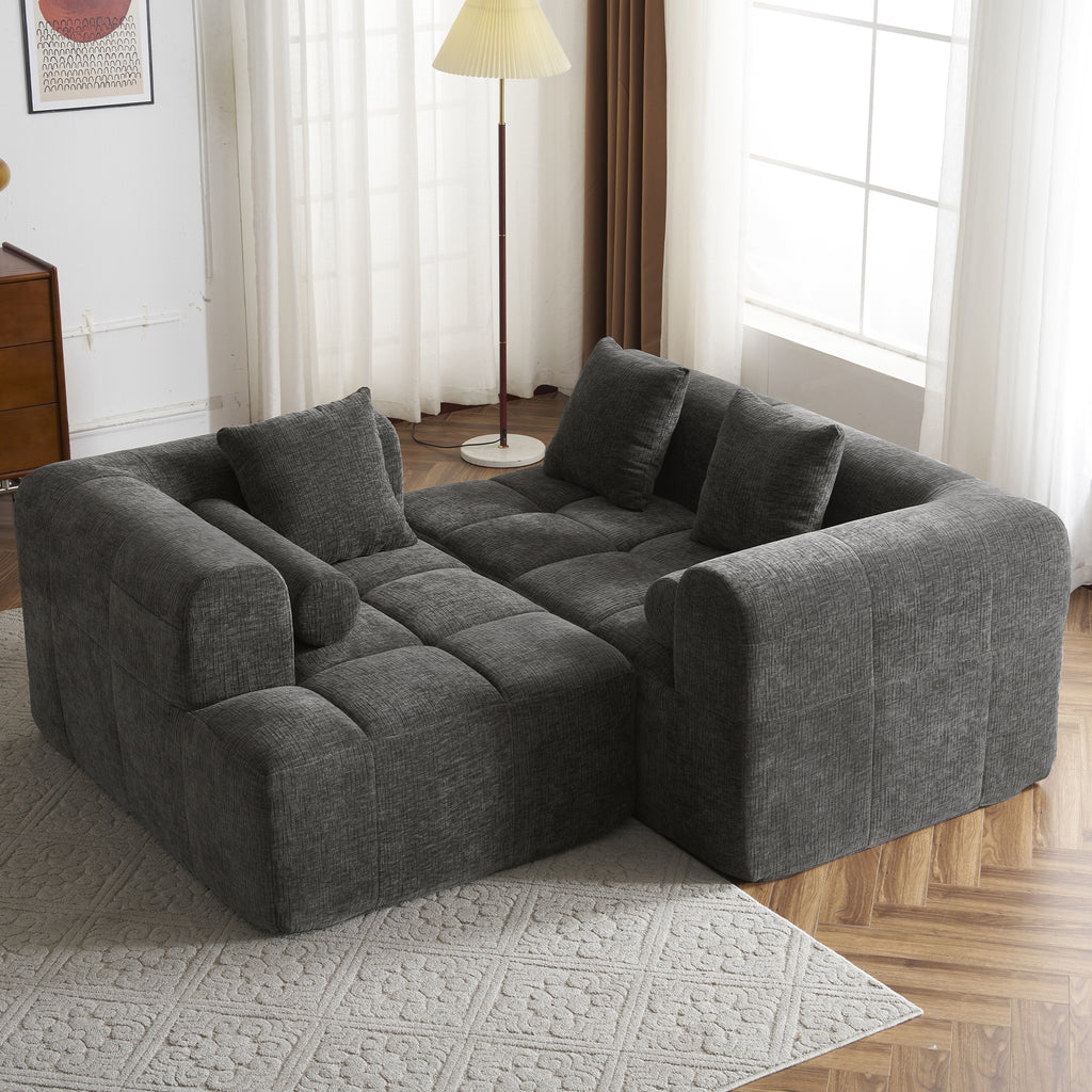 American Design Collection Anthony & Home modular sectional sofa with deep chenille seating, showcasing plush, comfortable upholstery.