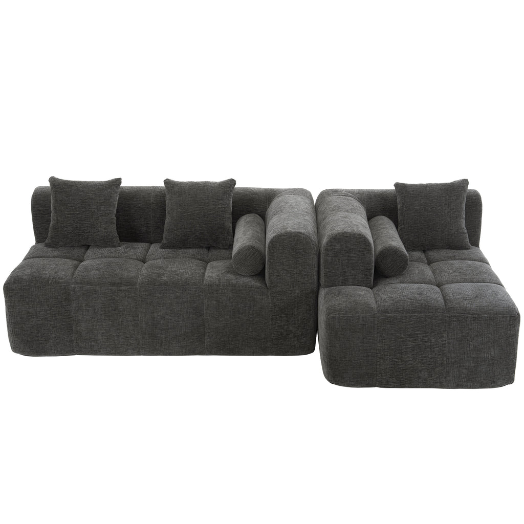 American Design Collection Signature Chenille Modular Sectional Sofa by Anthony & Home with deep seating in a modern living room setting.