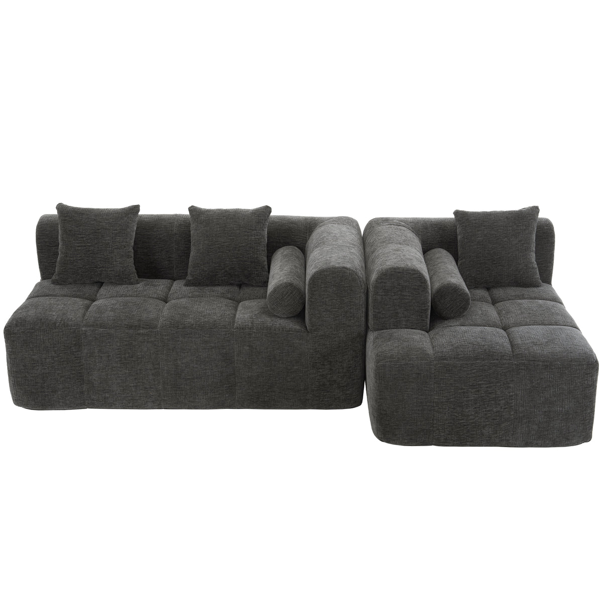 American Design Collection Signature Chenille Modular Sectional Sofa by Anthony & Home with deep seating in a modern living room setting.