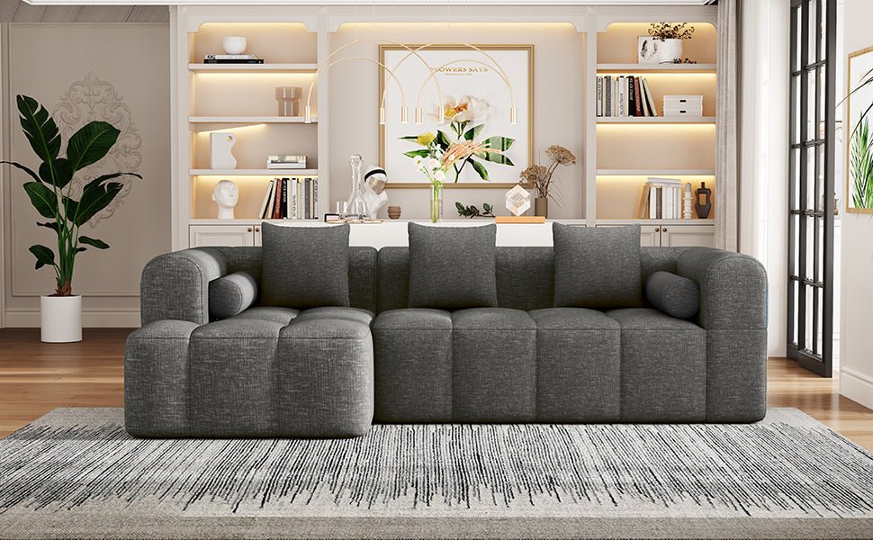 Anthony & Home American Design Collection signature chenille modular sectional sofa with deep seating for comfortable lounging.