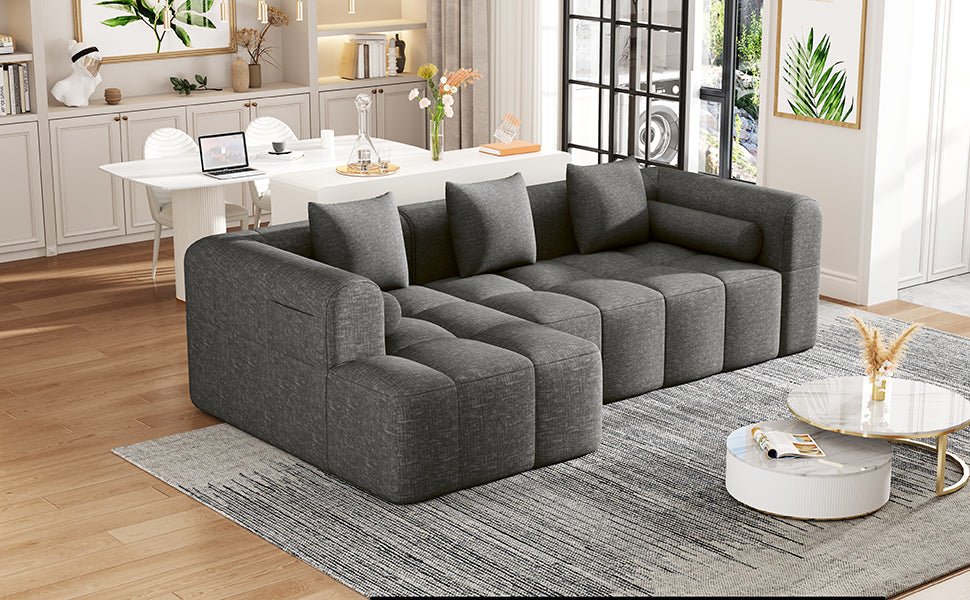 American Design Collection Anthony & Home signature chenille modular sectional sofa with deep seating in a living room setting.