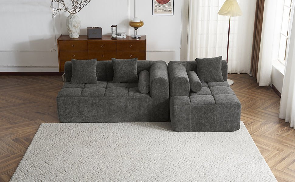 Anthony & Home American Design Collection Signature Chenille Modular Sectional Sofa with deep seating, shown in a stylish fabric.