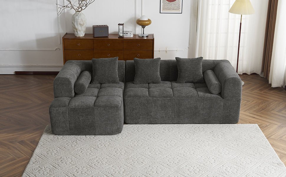 American Design Collection Anthony & Home signature chenille modular sectional sofa with deep seating, shown in a stylish living room setting.