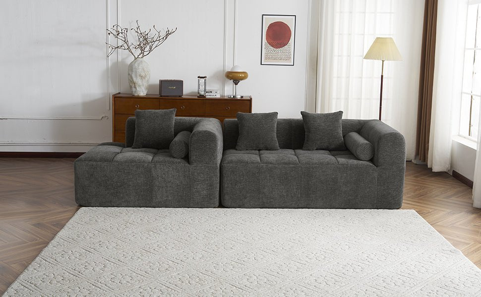 Anthony & Home American Design Collection Signature Chenille Modular Sectional Sofa with deep seating in a modern living room setting.