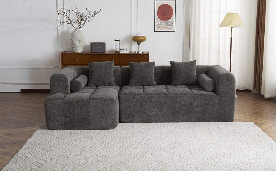 American Design Collection Signature Chenille Modular Sectional Sofa by Anthony & Home, featuring deep seating and plush upholstery.