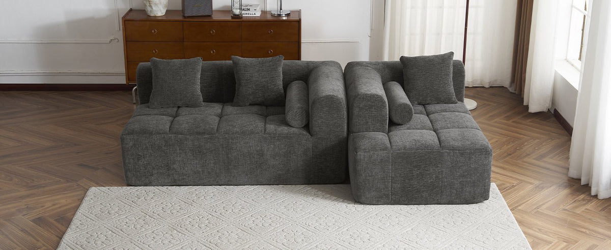 American Design Collection Signature Chenille Modular Sectional Sofa by Anthony & Home featuring deep seating and plush upholstery.