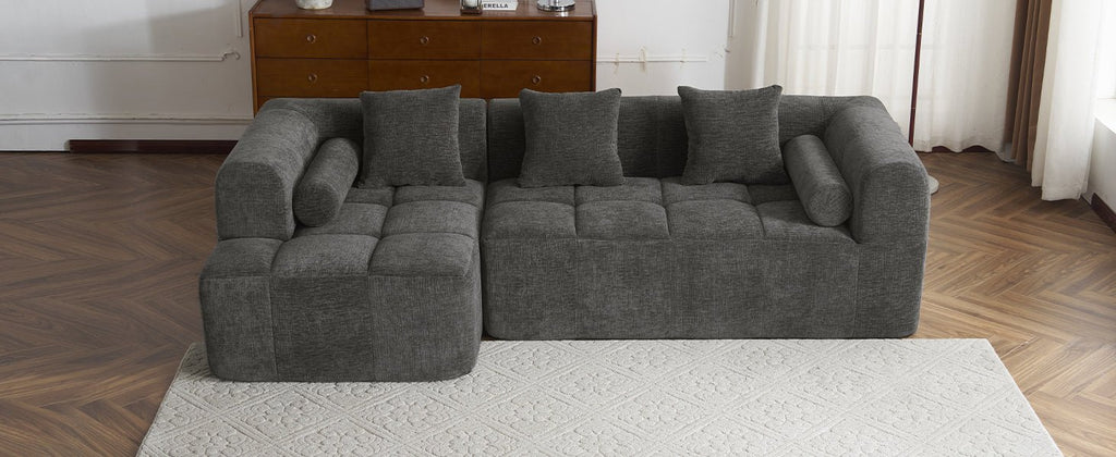 American Design Collection Anthony & Home signature chenille modular sectional sofa with deep seating, shown in a stylish living room setting.