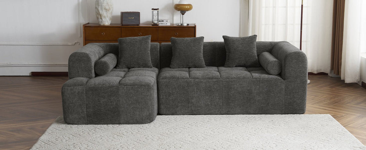 Anthony & Home American Design Collection Signature Chenille Modular Sectional Sofa with deep seating, showcasing plush, comfortable cushions.