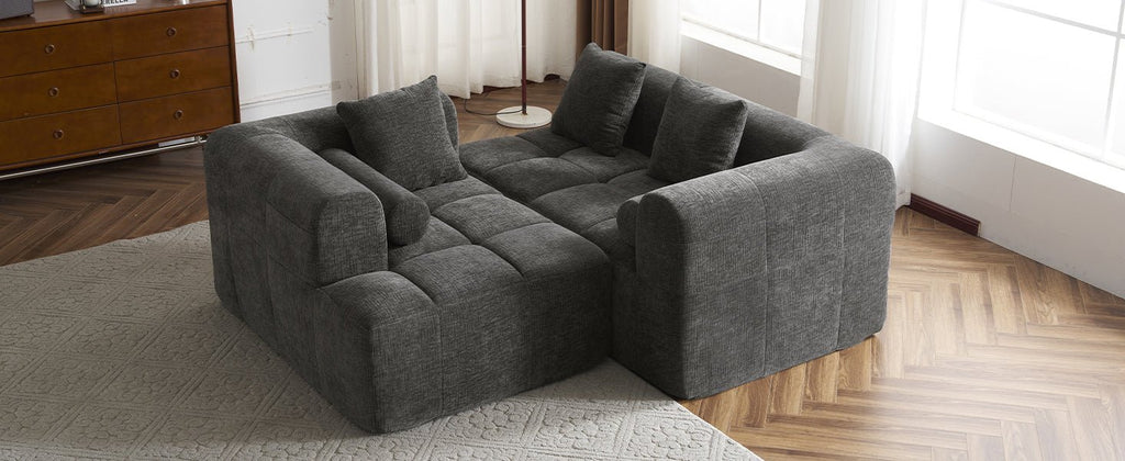 Anthony & Home American Design Collection signature chenille modular sectional sofa with deep seating, showcasing plush cushions and modern style.