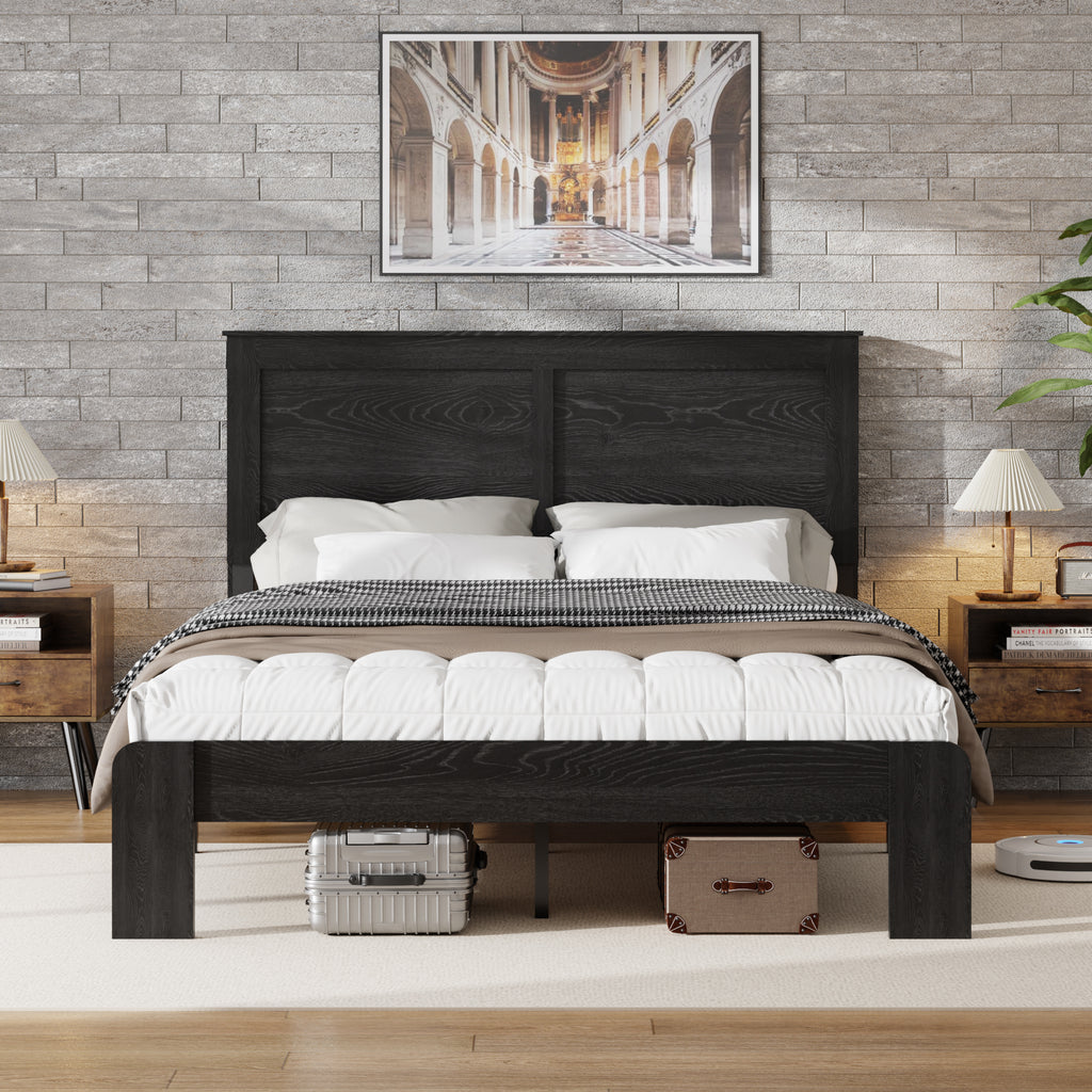 Antique black Anthony & Home studio platform king bed frame with sturdy wooden construction and elegant design