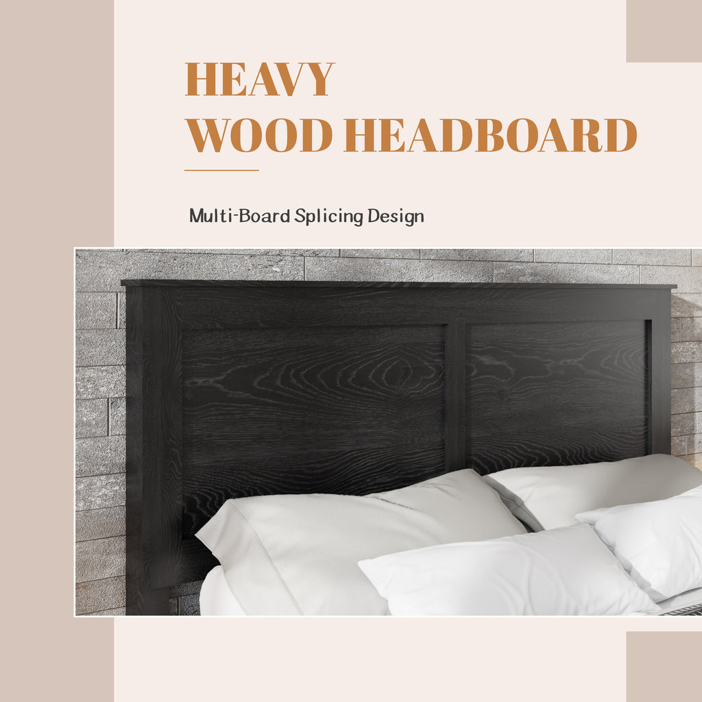 Antique black studio platform king bed frame by Anthony & Home with sturdy wooden construction and modern design.