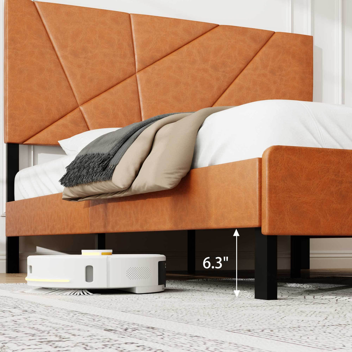Antique brown full-size metal bed frame with built-in storage drawers, sleek design, and sturdy construction by Anthony & Home.