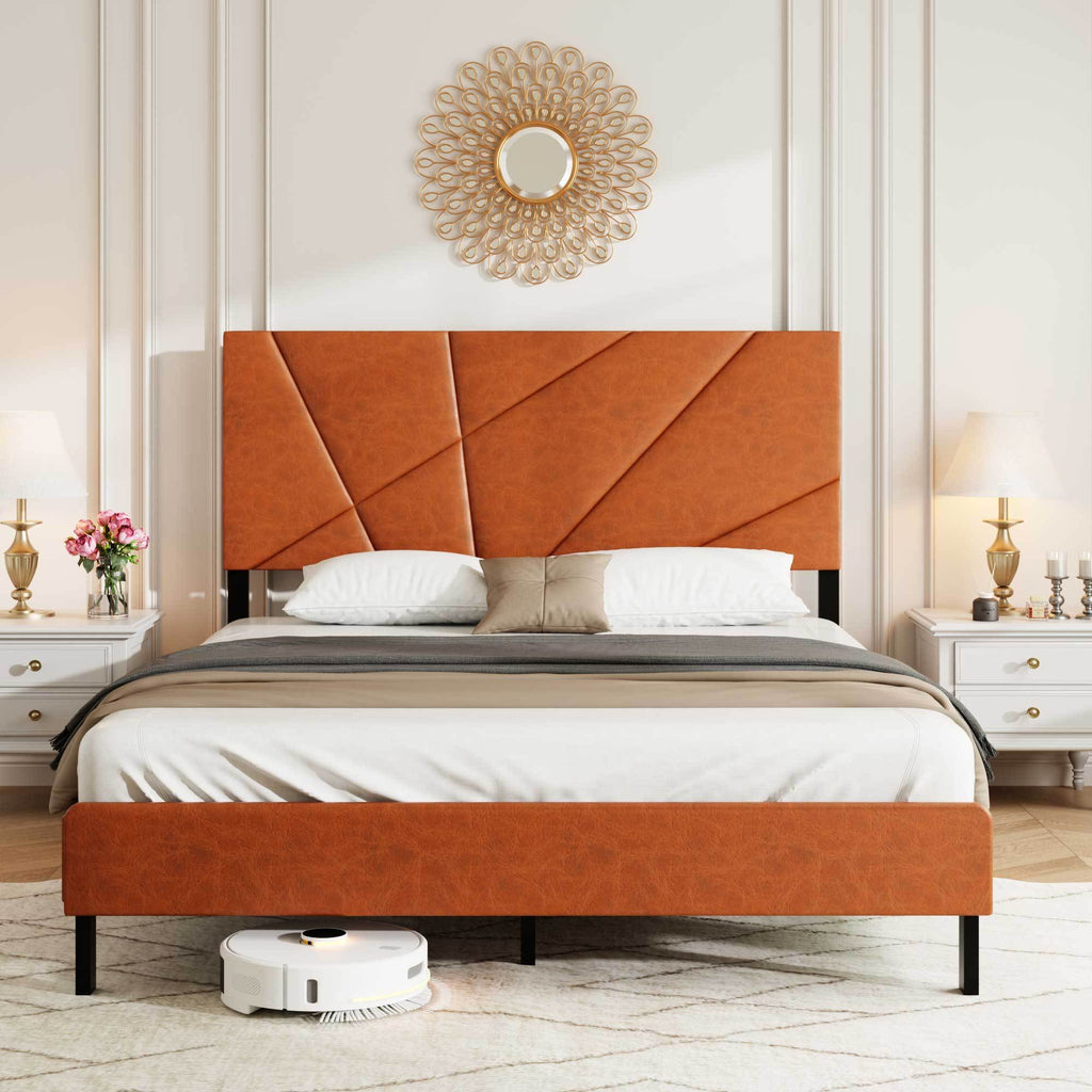 Antique brown full-size metal bed frame with built-in storage drawers, sturdy design from Anthony & Home.
