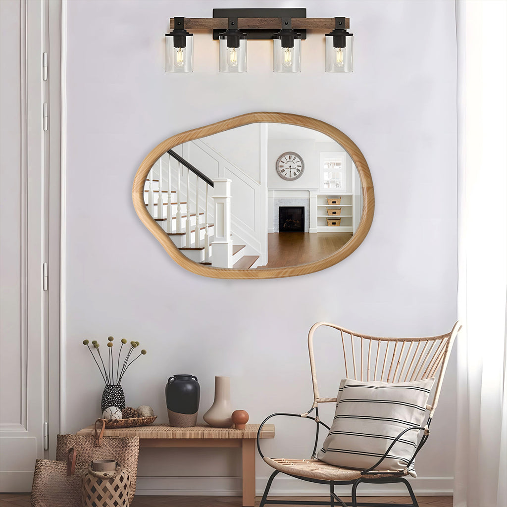 Antique Natural Wave Wall Mirror by Anthony & Home with a vintage-inspired, wavy edge frame for classic elegant decor.
