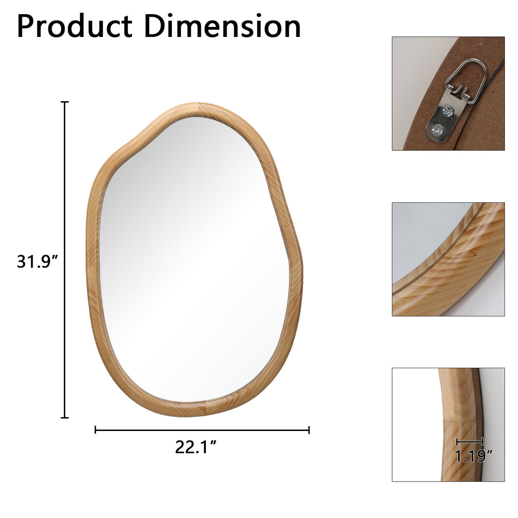 Antique natural wave wall mirror by Anthony & Home featuring a vintage-style frame with a wavy, distressed wood finish.