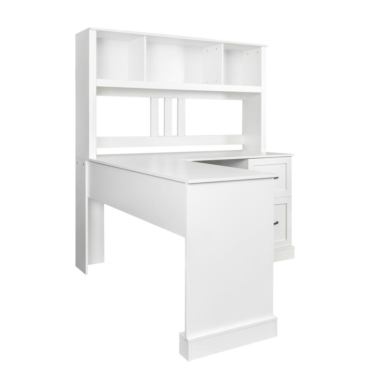Antiqued white wooden desk with hutch from Anthony & Home, featuring multiple storage compartments and classic design.
