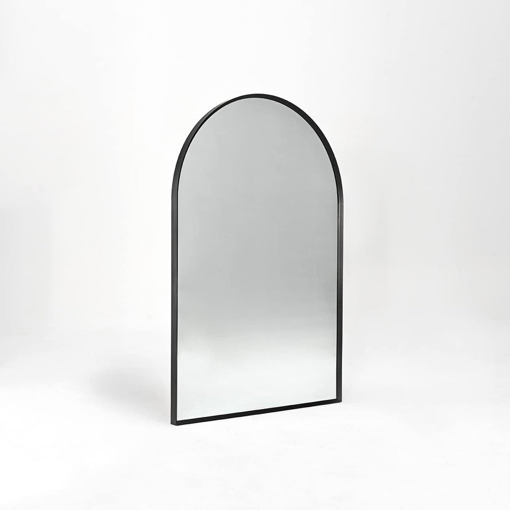 Arched black aluminum bathroom mirror with 20x30 size, sleek modern design by Anthony & Home