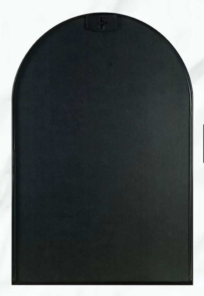 Black aluminum arched bathroom mirror measuring 20x30 inches, modern design by Anthony & Home with sleek, stylish frame.