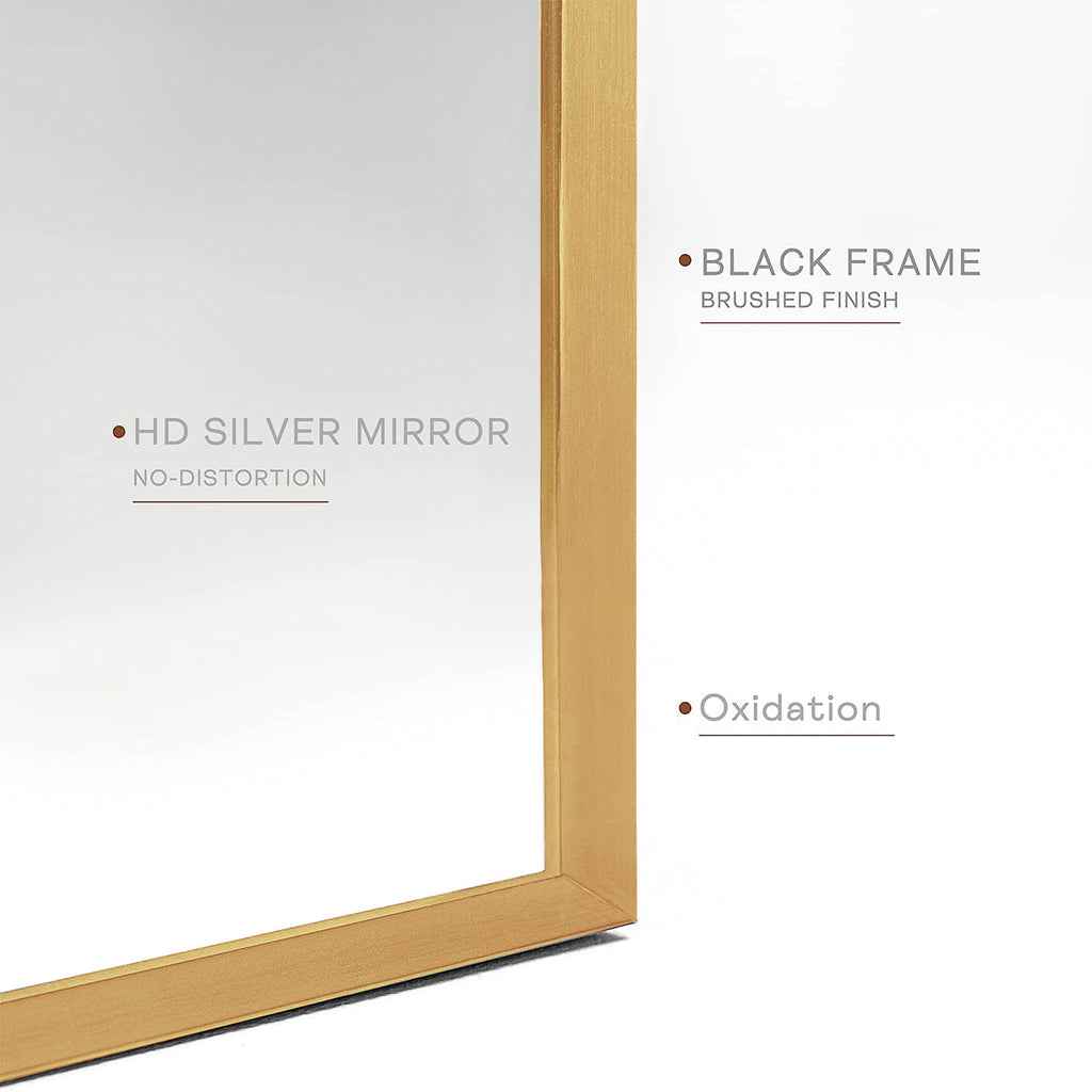 Arched gold metal mirror from Anthony & Home Classic Collection with a sleek, elegant frame and reflective glass surface.